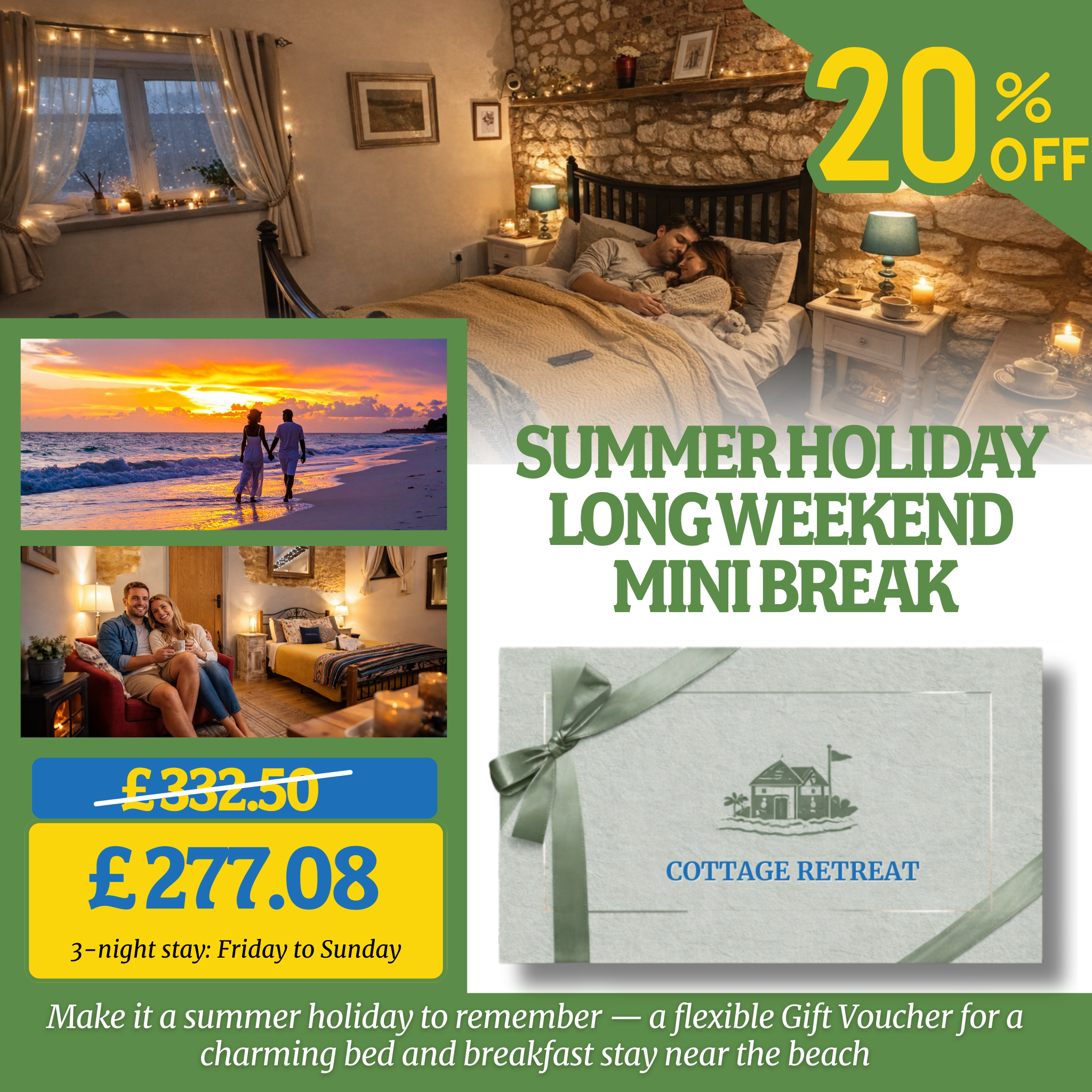 20% Off Romantic Coastal Escape – Bed & Breakfast Gift Voucher Perfect for Lovers