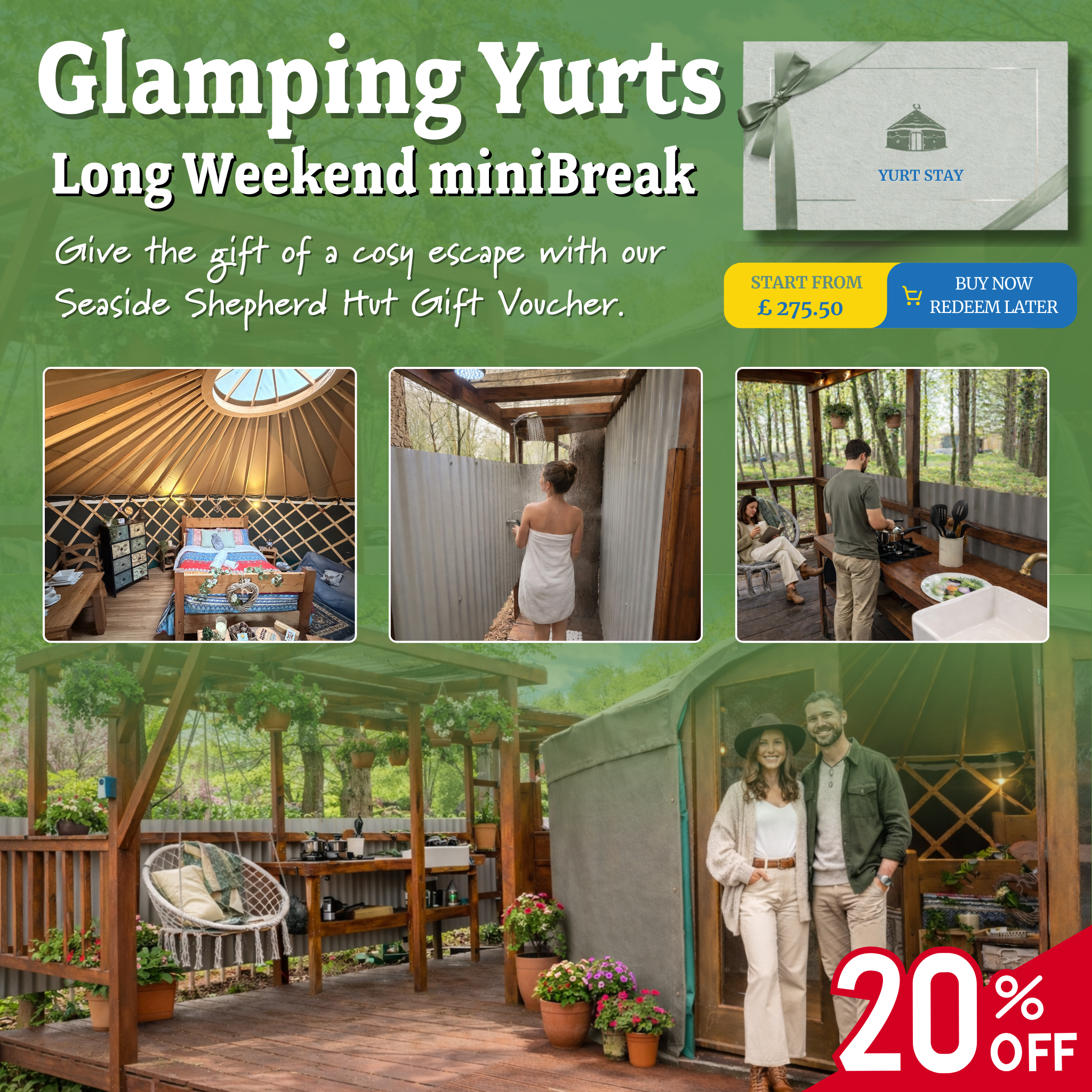 Norfolk Yurt Glamping Gift Voucher – Holt, North Norfolk (20% Off)