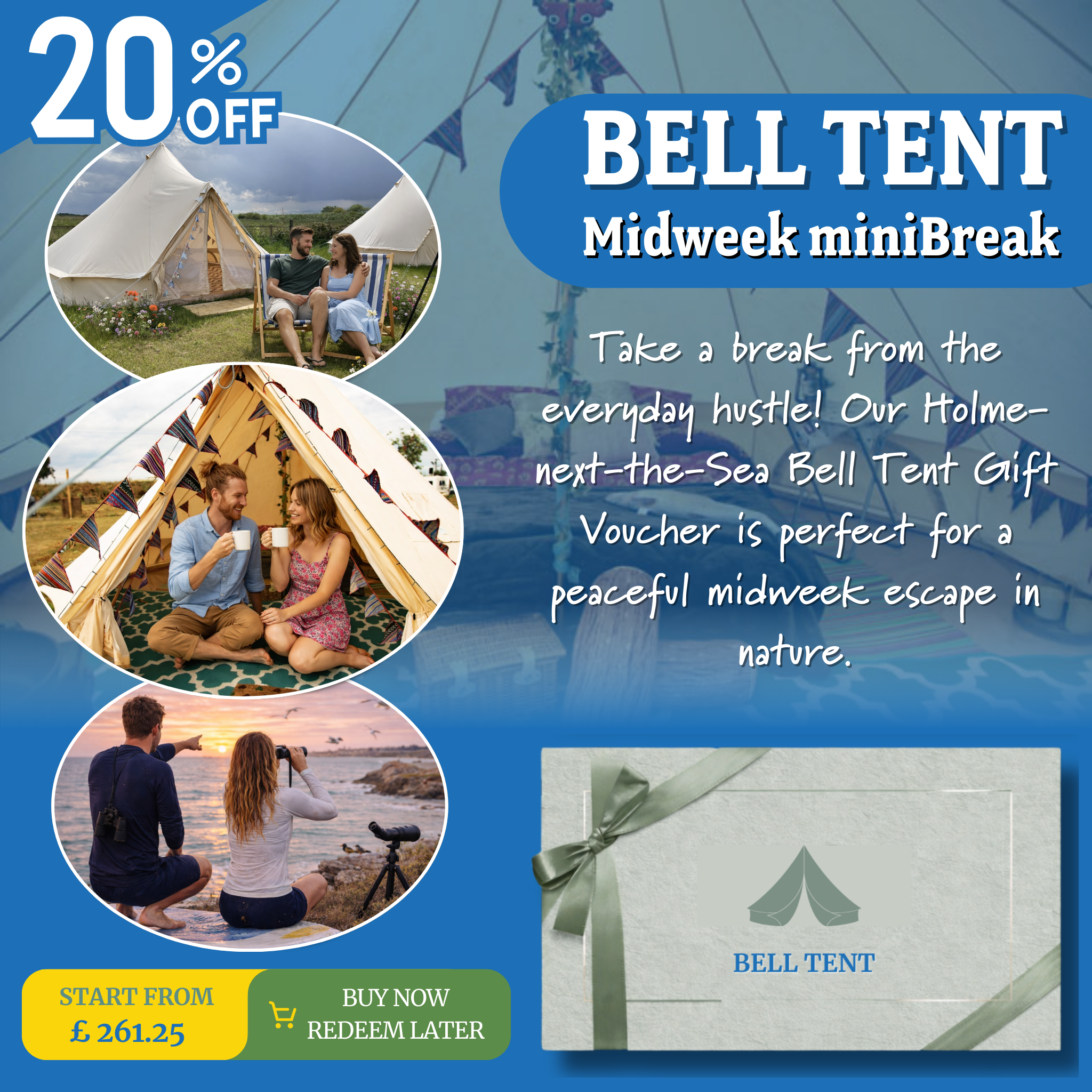 Holme-next-the-Sea Bell Tent Glamping Gift Voucher – 20% Off