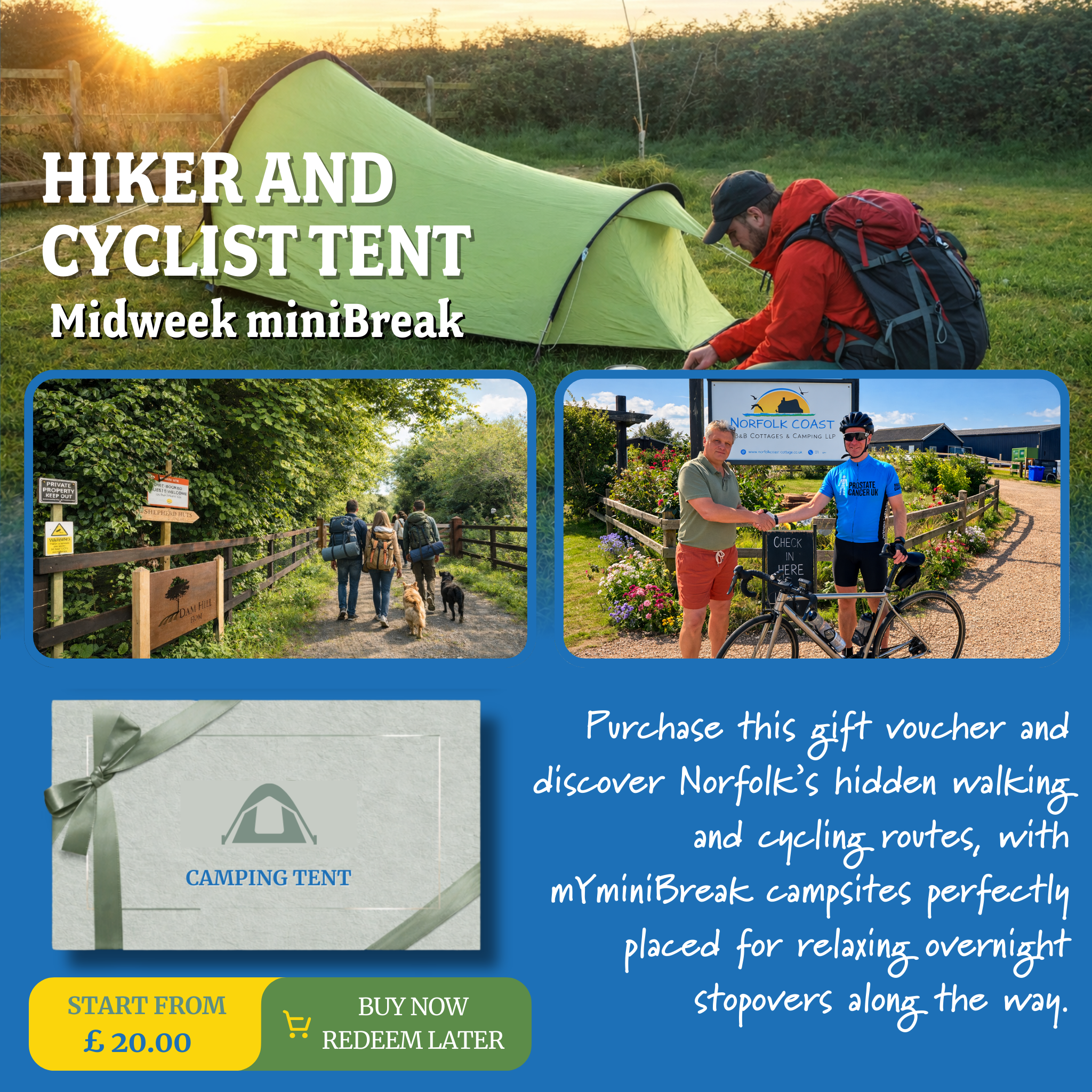 Norfolk Hiking & Cycling Camping Gift Voucher (20% Off)