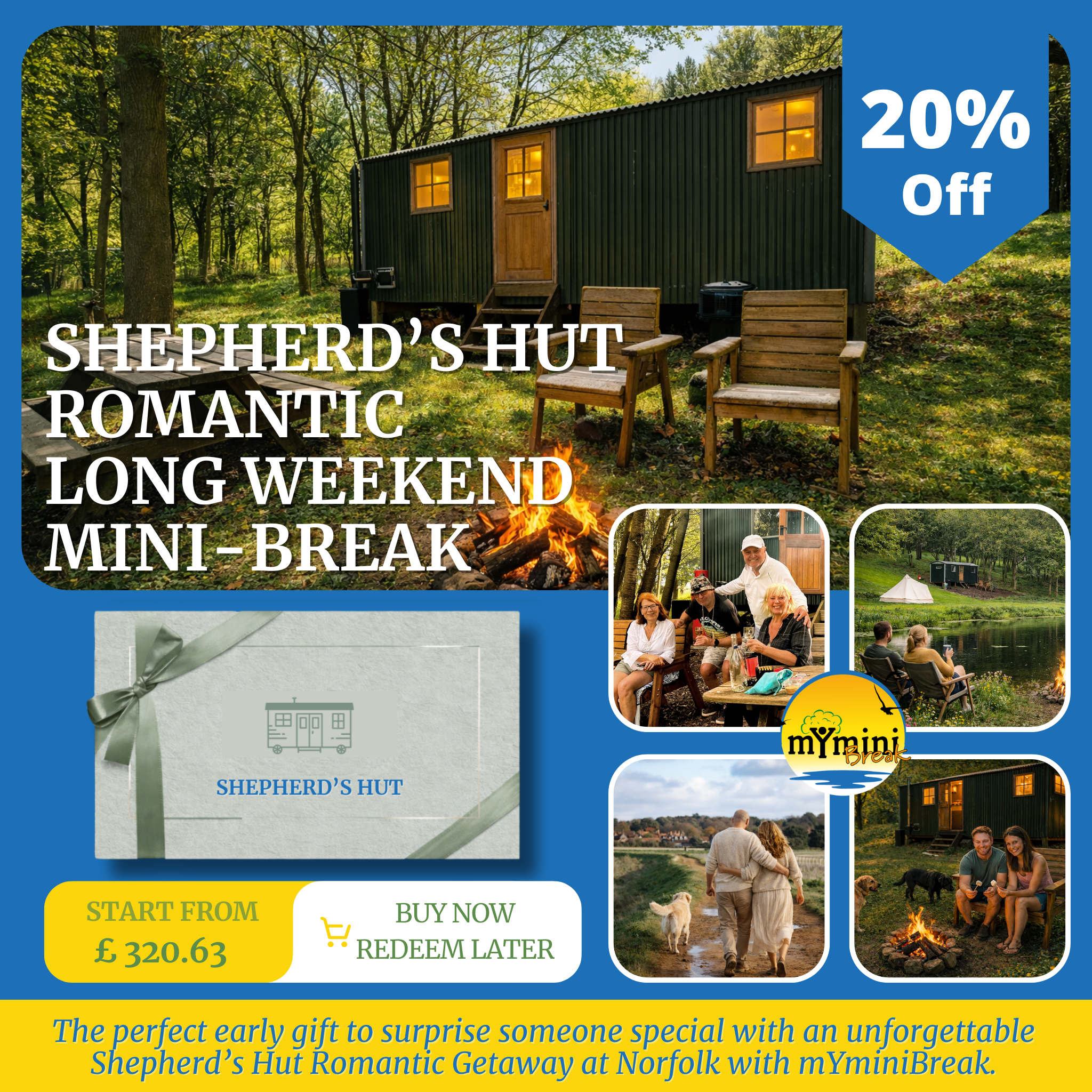 Seaside Shepherd’s Hut Gift Voucher  –  20% OFF