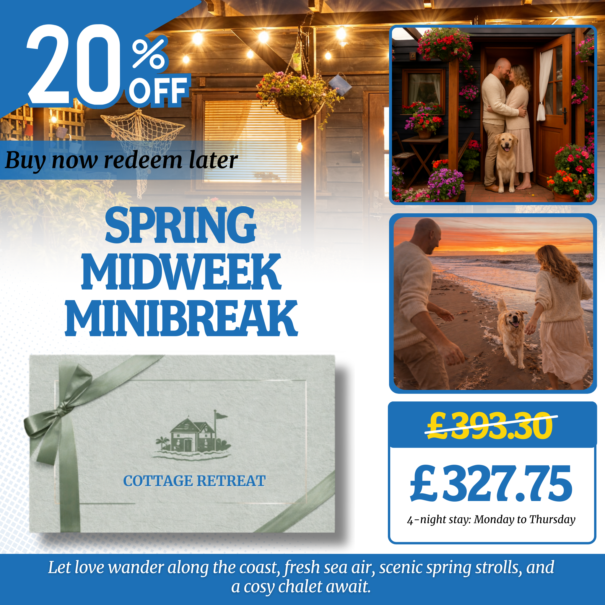 Romantic Seaside Escape Gift Voucher – Save 20% at The Stables