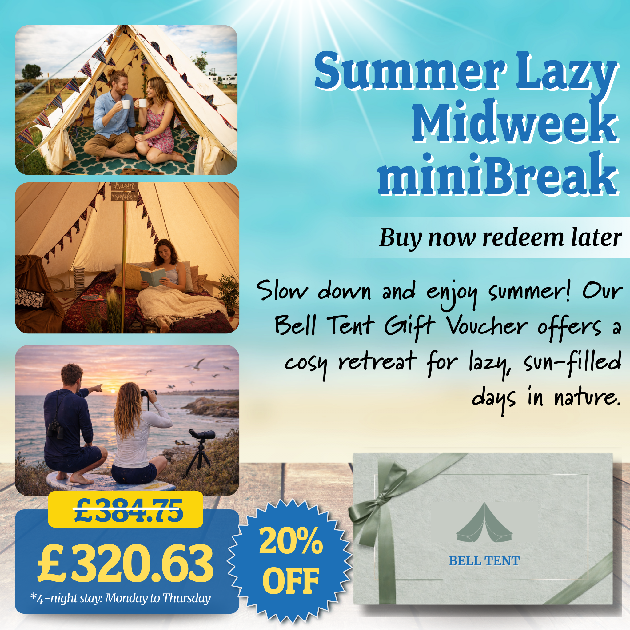 Holme-next-the-Sea Bell Tent Glamping Gift Voucher – 20% Off