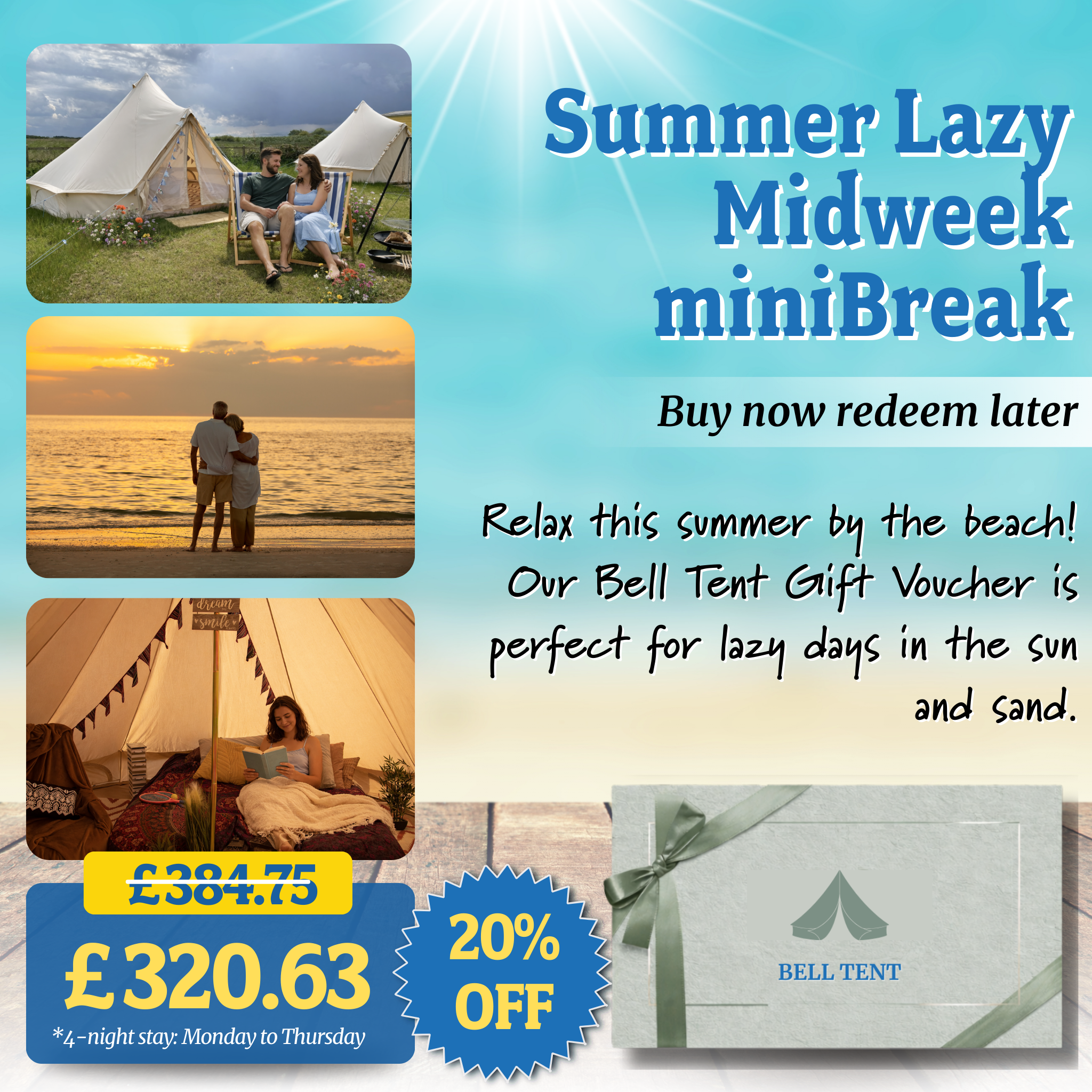 Hunstanton Bell Tent Glamping Gift Voucher – 20% Off