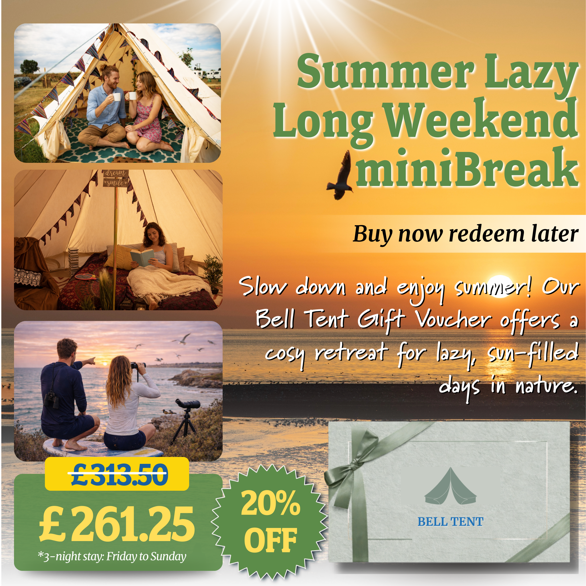 Holme-next-the-Sea Bell Tent Glamping Gift Voucher – 20% Off