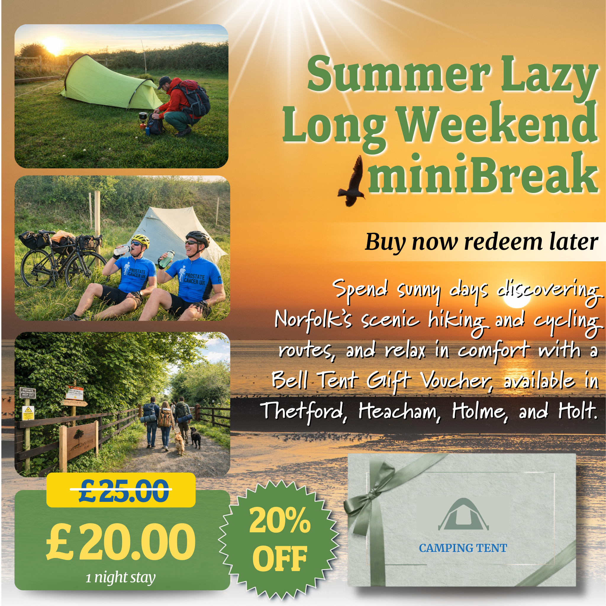 Norfolk Hiking & Cycling Camping Gift Voucher (20% Off)