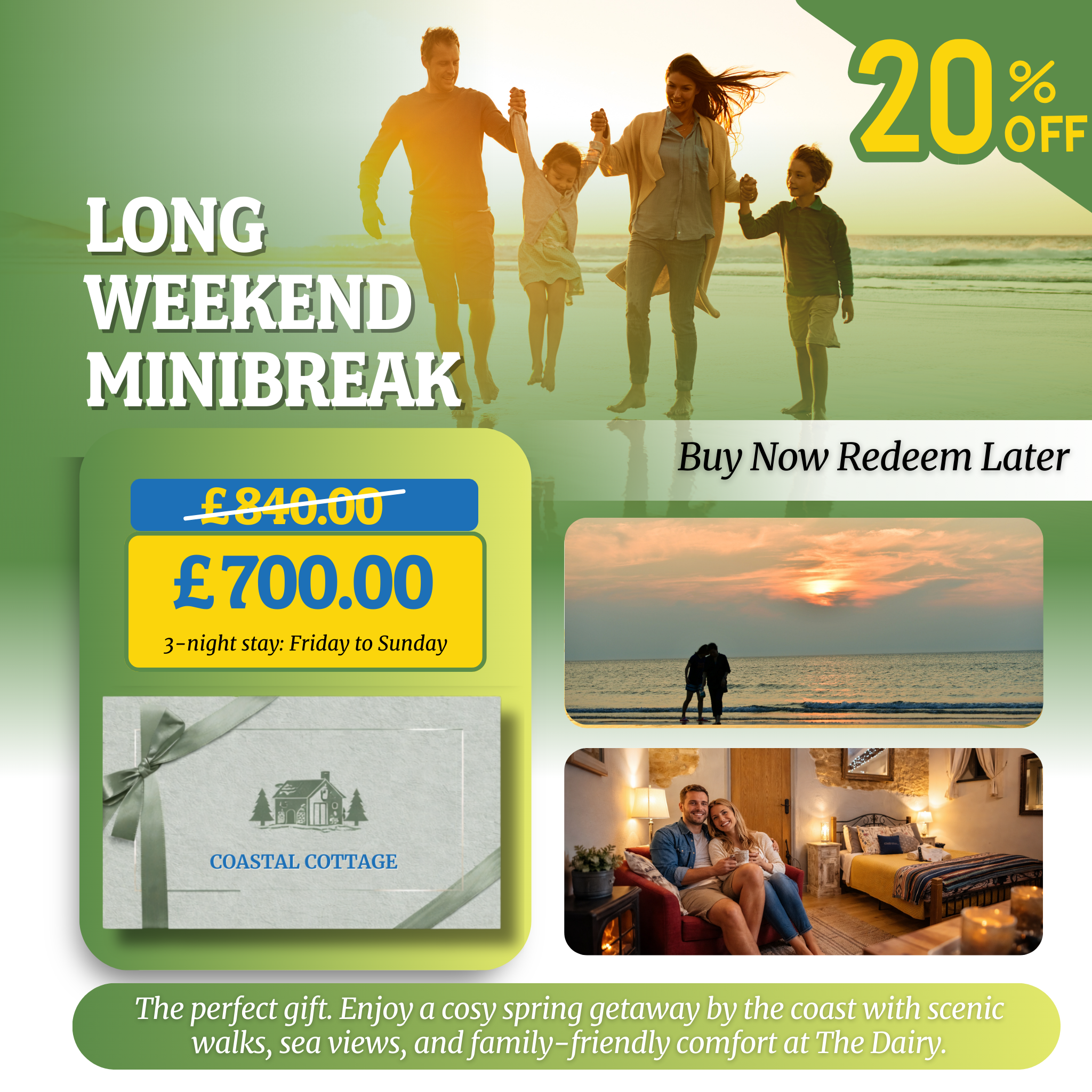 The Dairy Cottage Gift Voucher – 20% Off the Perfect Family Getaway!