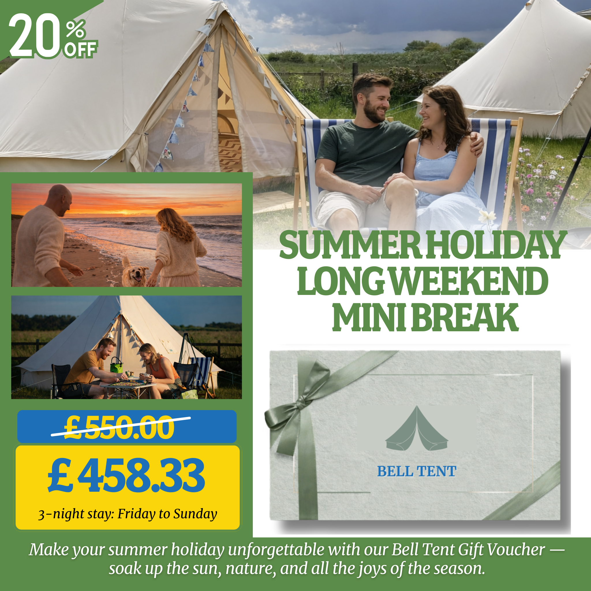 Norfolk Bell Tent Glamping Gift Voucher – Heacham (20% Off)