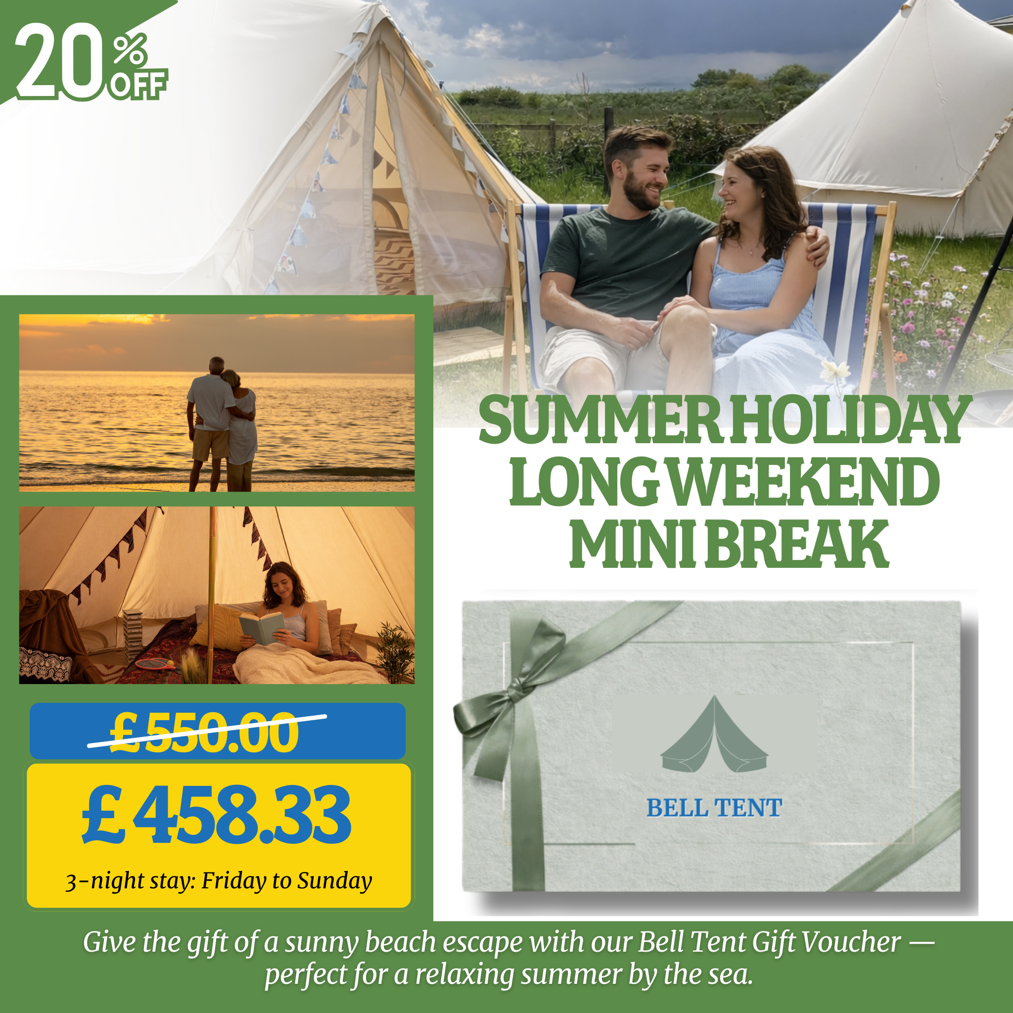 Hunstanton Bell Tent Glamping Gift Voucher – 20% Off