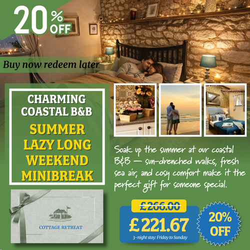 20% Off Romantic Coastal Escape – Bed & Breakfast Gift Voucher Perfect for Lovers