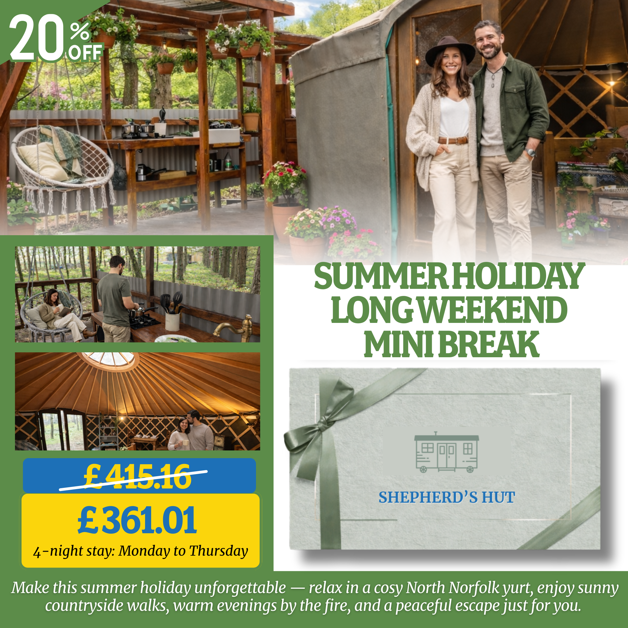 Norfolk Yurt Glamping Gift Voucher – Holt, North Norfolk (20% Off)