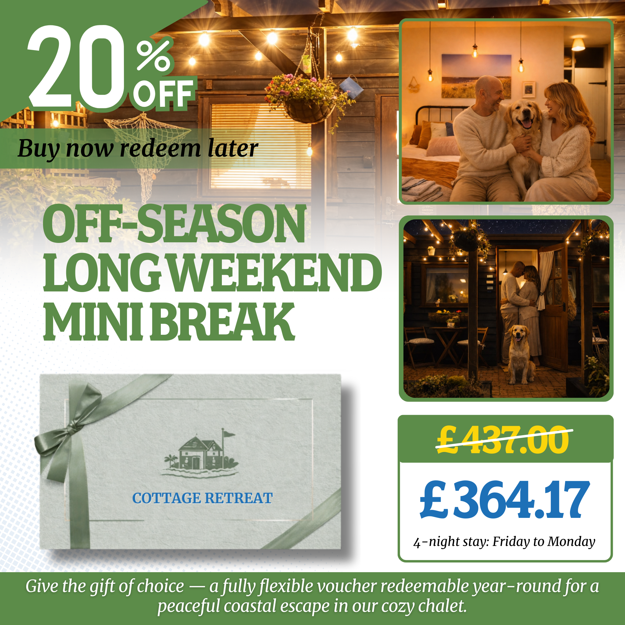 Give the Gift of Romance – 20% Off a Seaside Escape at The Stables Chalets