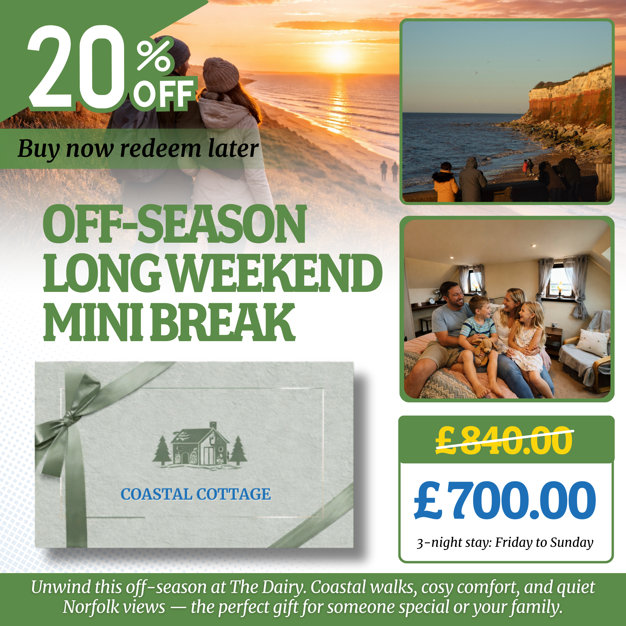 The Dairy Cottage Gift Voucher – 20% Off the Perfect Family Getaway!