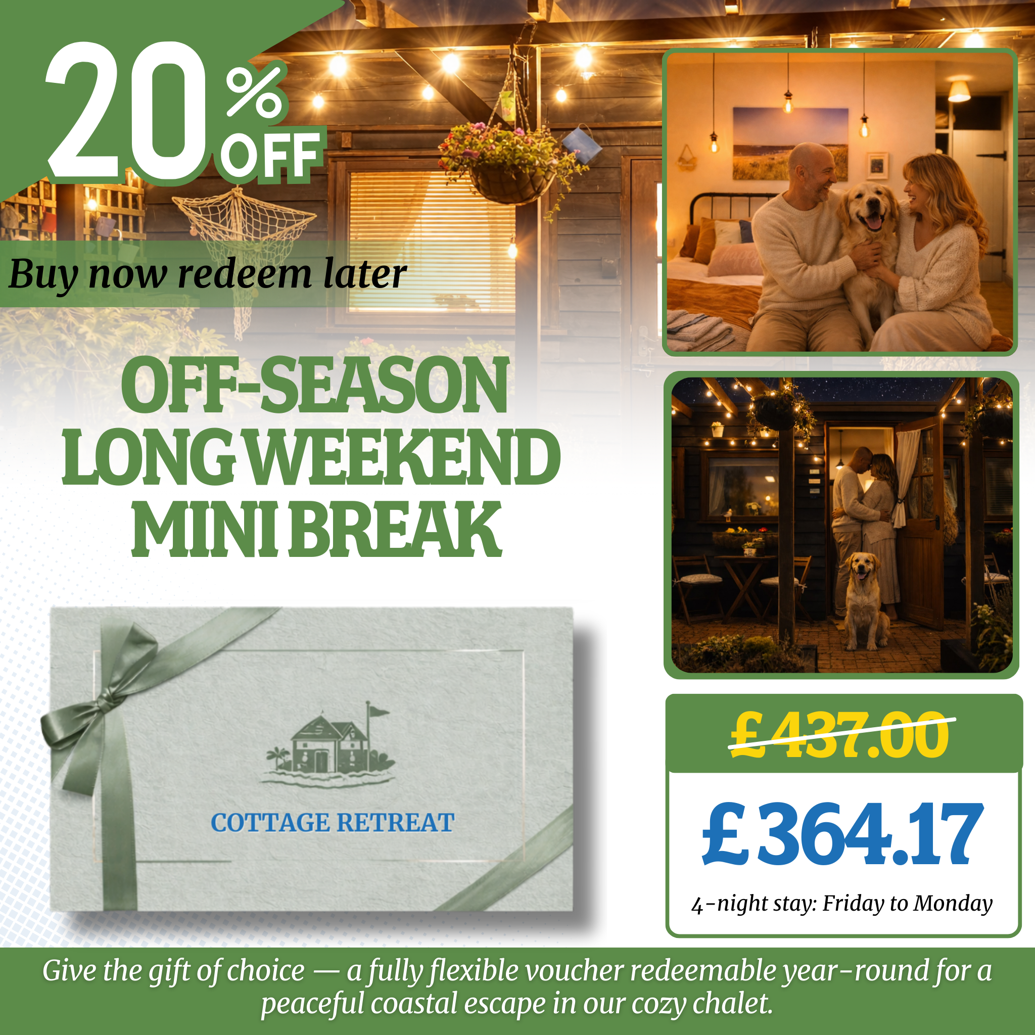 Romantic Seaside Escape Gift Voucher – Save 20% at The Stables