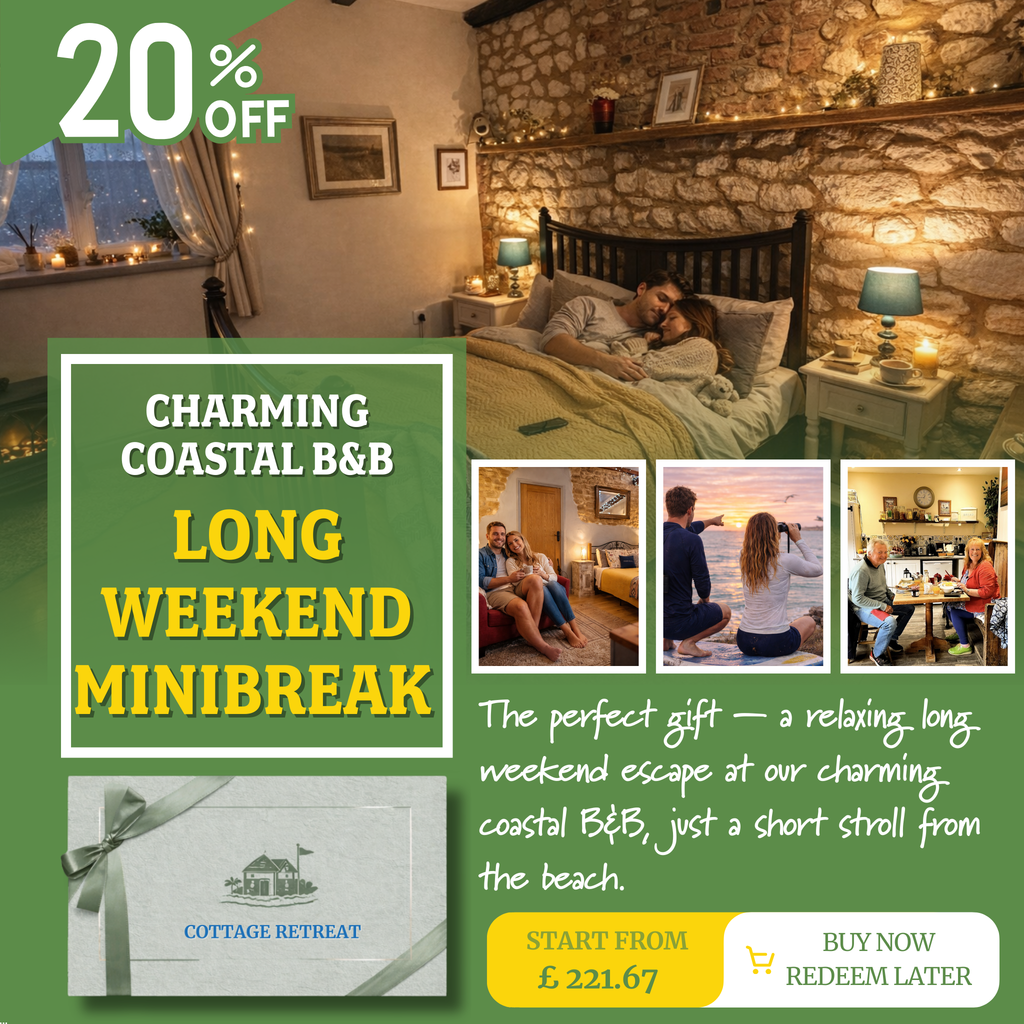 20% Off Romantic Coastal Escape – Bed & Breakfast Gift Voucher Perfect for Lovers