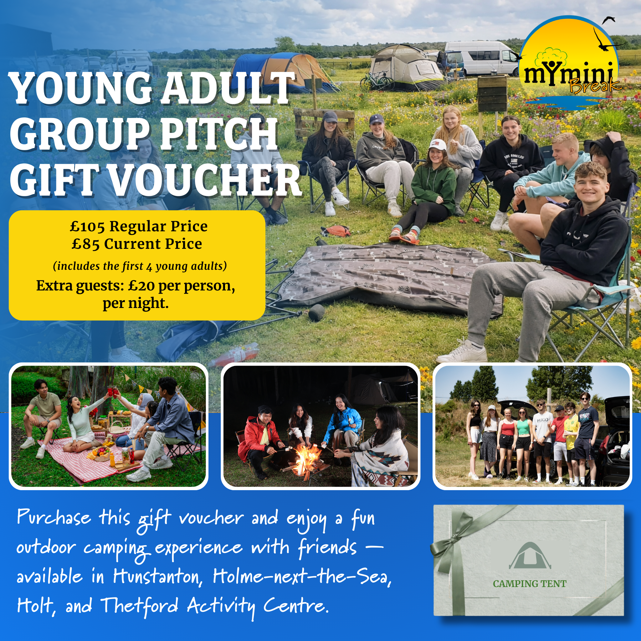 Young Adult Group Camping Pitch Norfolk – From £25/Night