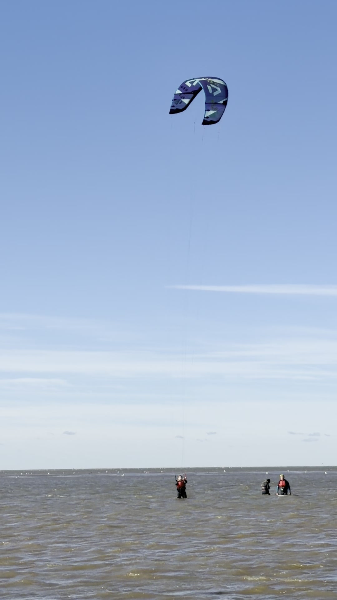 Beginner kite session group waist deep The Wash Hunstanton North Norfolk UK
